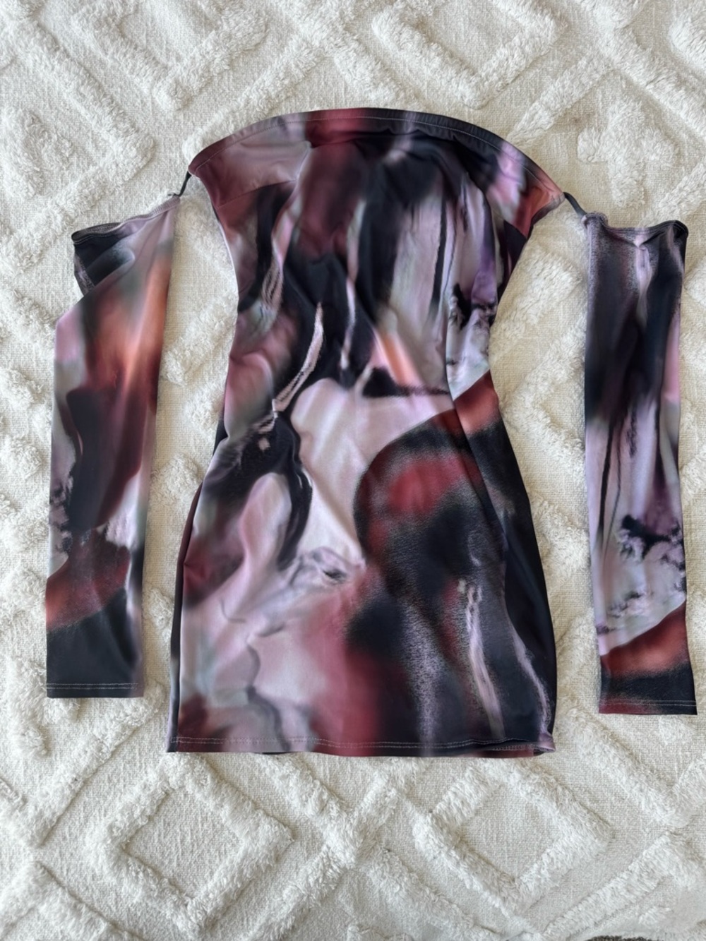 Abstract Off-Shoulder Mini Dress